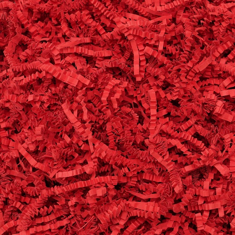 ROSYJUNE 1LB Crinkle Cut Paper Shred Filler, Red Shredded Paper for Gift Baskets Boxes Filling, Birthday Wedding Valentines Day Decoration - Image 1